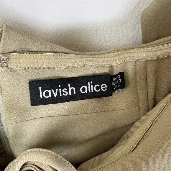 Lavish Alice Women’s Jumpsuit Size 8 Beige Wide Leg Business Formal Occassion - Picture 5 of 10